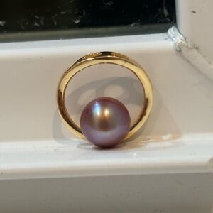 Freshwater Pearl Pendant On Gold Colored Sterling Silver